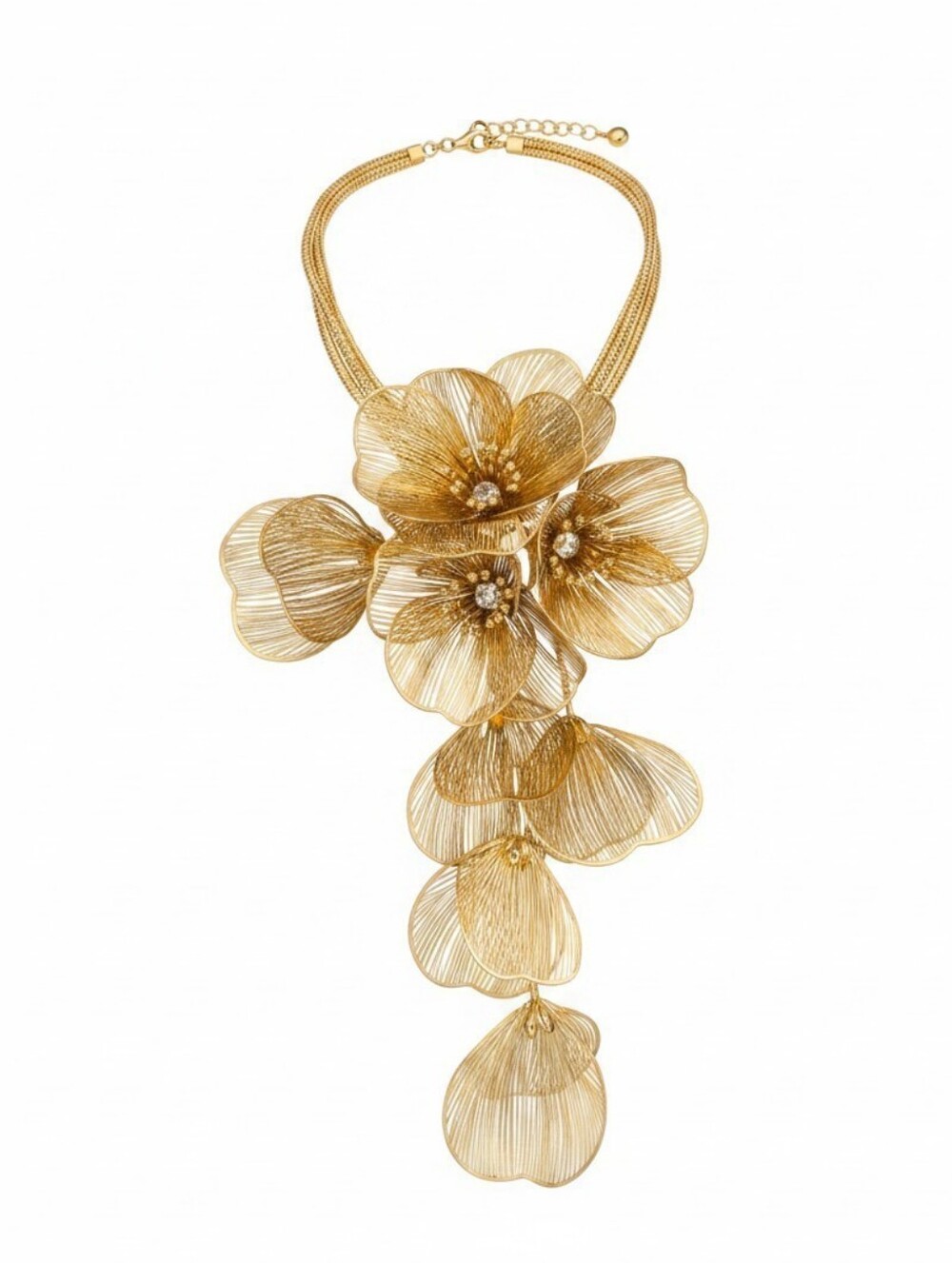 ✨️▪️Atterri ▪️ Elegant Floral gold Tone Blossom  Cascading 11 in Choker Necklace